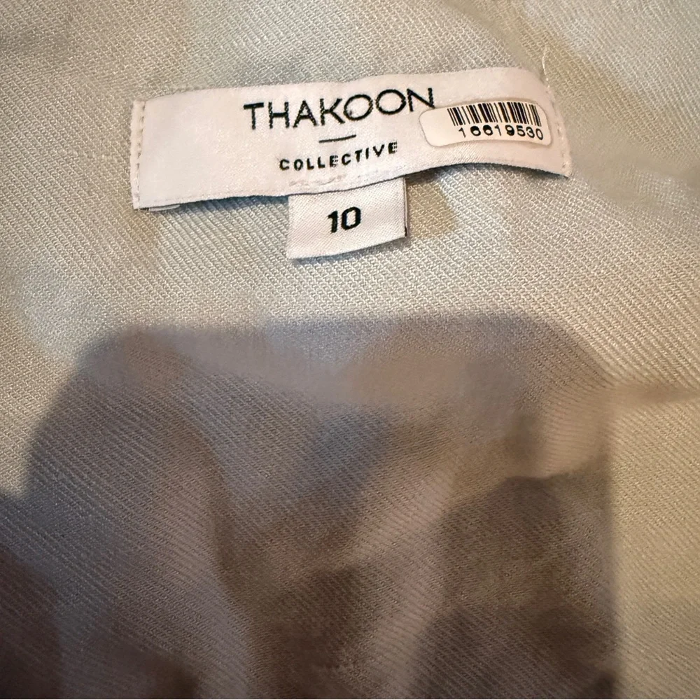 Thakoon Mint Green Romper Women’s Size 10 Linen‎ Blend Tie Front Elastic Waist - Picture 6 of 13